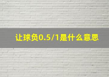 让球负0.5/1是什么意思