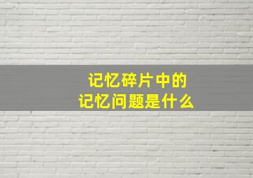 记忆碎片中的记忆问题是什么