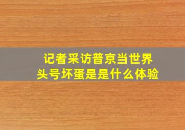 记者采访普京当世界头号坏蛋是是什么体验