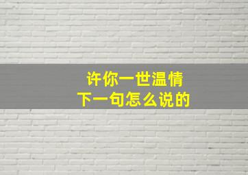 许你一世温情下一句怎么说的