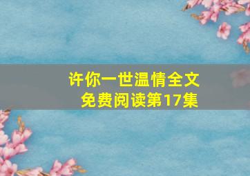 许你一世温情全文免费阅读第17集