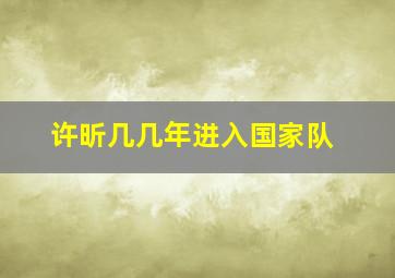 许昕几几年进入国家队