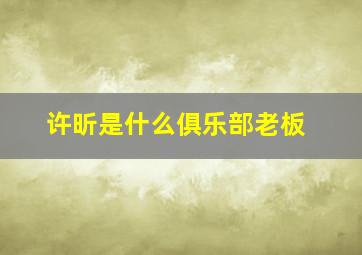 许昕是什么俱乐部老板