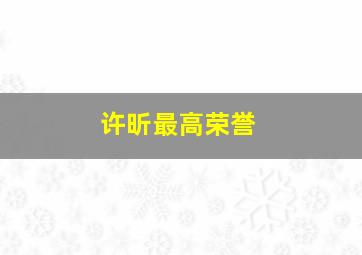 许昕最高荣誉