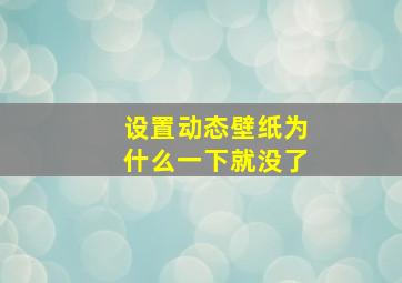 设置动态壁纸为什么一下就没了