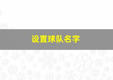 设置球队名字