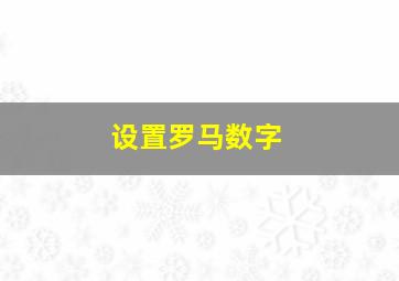 设置罗马数字