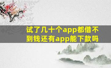 试了几十个app都借不到钱还有app能下款吗