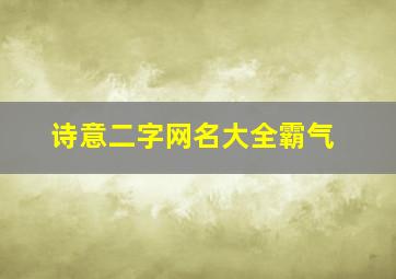 诗意二字网名大全霸气