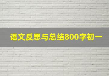 语文反思与总结800字初一