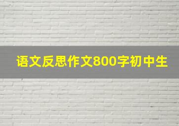 语文反思作文800字初中生