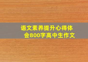 语文素养提升心得体会800字高中生作文