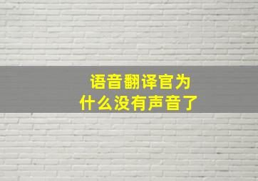 语音翻译官为什么没有声音了