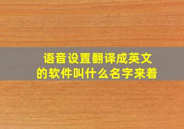 语音设置翻译成英文的软件叫什么名字来着