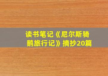 读书笔记《尼尔斯骑鹅旅行记》摘抄20篇