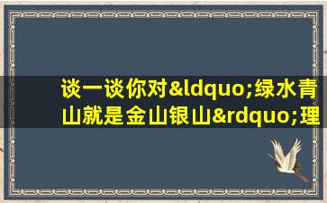 谈一谈你对“绿水青山就是金山银山”理念的理解