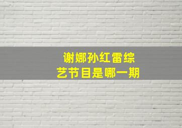 谢娜孙红雷综艺节目是哪一期