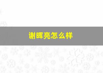 谢晖亮怎么样