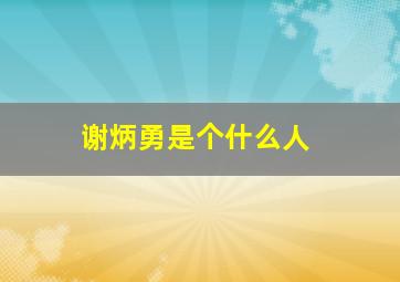 谢炳勇是个什么人