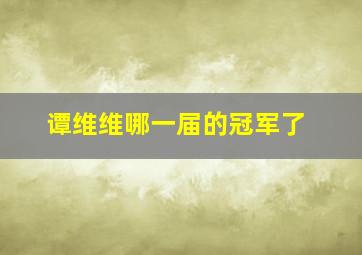 谭维维哪一届的冠军了