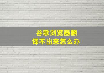 谷歌浏览器翻译不出来怎么办