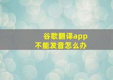 谷歌翻译app不能发音怎么办