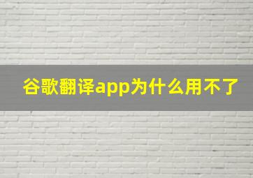 谷歌翻译app为什么用不了