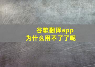 谷歌翻译app为什么用不了了呢