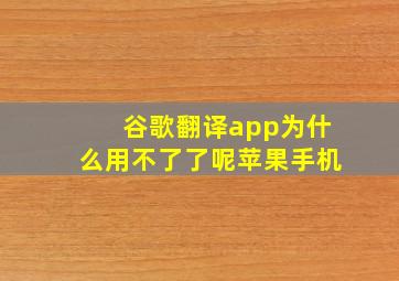 谷歌翻译app为什么用不了了呢苹果手机