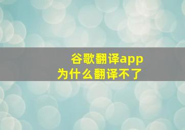 谷歌翻译app为什么翻译不了