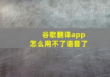 谷歌翻译app怎么用不了语音了