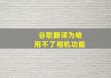 谷歌翻译为啥用不了相机功能