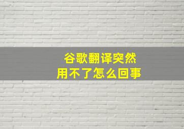 谷歌翻译突然用不了怎么回事