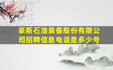 豪斯石油装备股份有限公司招聘信息电话是多少号