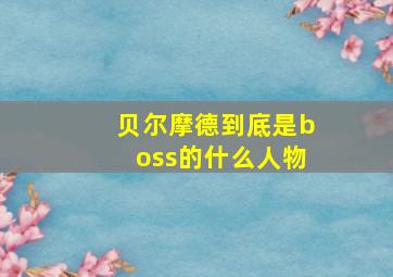 贝尔摩德到底是boss的什么人物