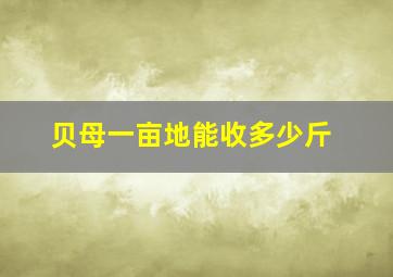 贝母一亩地能收多少斤