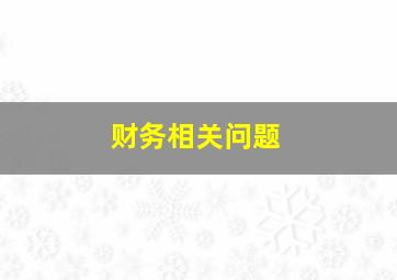 财务相关问题