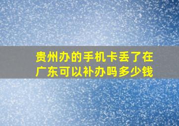 贵州办的手机卡丢了在广东可以补办吗多少钱