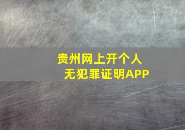 贵州网上开个人无犯罪证明APP