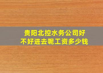 贵阳北控水务公司好不好进去呢工资多少钱