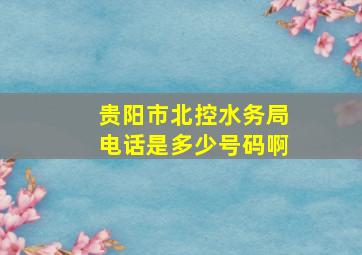 贵阳市北控水务局电话是多少号码啊