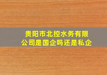 贵阳市北控水务有限公司是国企吗还是私企