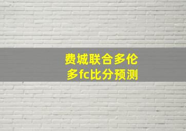 费城联合多伦多fc比分预测