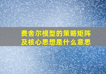 费舍尔模型的策略矩阵及核心思想是什么意思