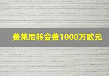 费莱尼转会费1000万欧元