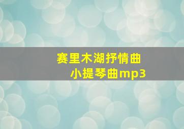 赛里木湖抒情曲小提琴曲mp3