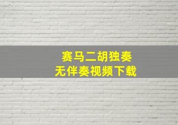 赛马二胡独奏无伴奏视频下载