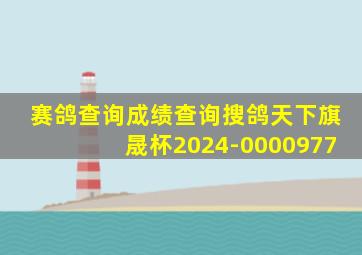 赛鸽查询成绩查询搜鸽天下旗晟杯2024-0000977