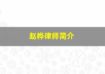 赵桦律师简介