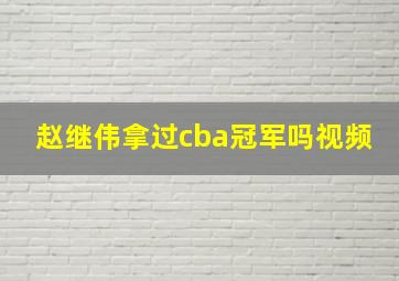 赵继伟拿过cba冠军吗视频